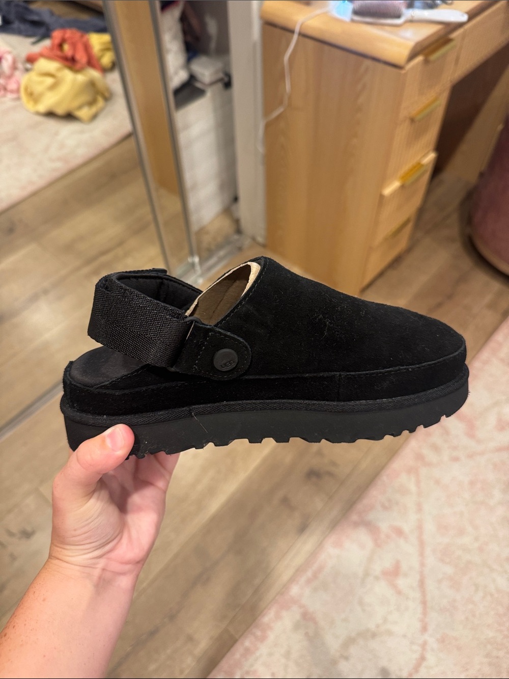 UGG Black Suede Slip-On Slingback Clog